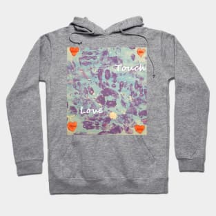 TOUCH LOVE HAND PRINT ART WITH HEARTS Hoodie